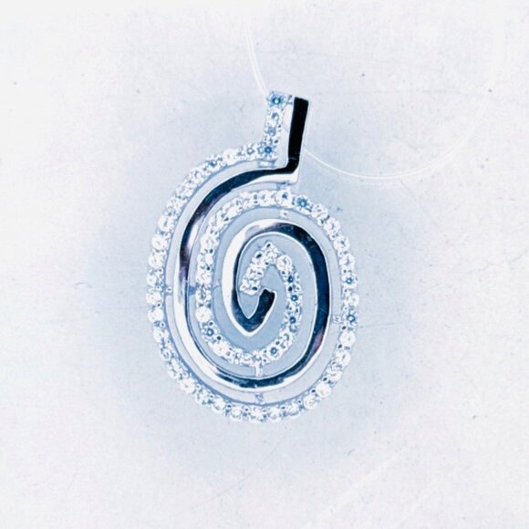 Brand New Sterling Silver 925 Midi Swirl Pendant Encrusted with Clear Crystals - Picture 6 of 10